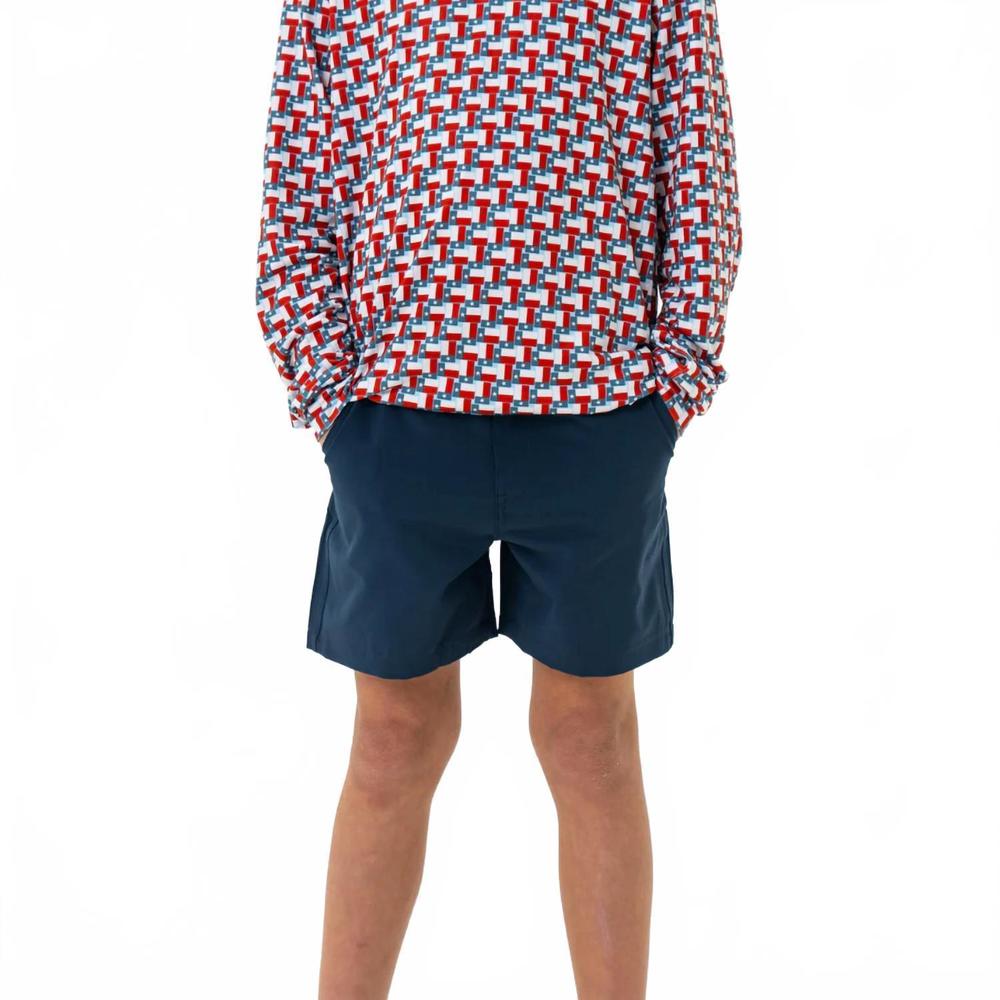 NEW BURLEBO youth everyday shorts in deep water navy